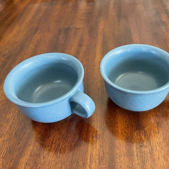 Set of 2 Dansk Blue Speckle Coffee Cups 2.5" Tall 3.75" Wide - Picture 1 of 5